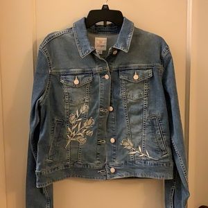 Lularoe Harvey Jean Jacket, size large with roses